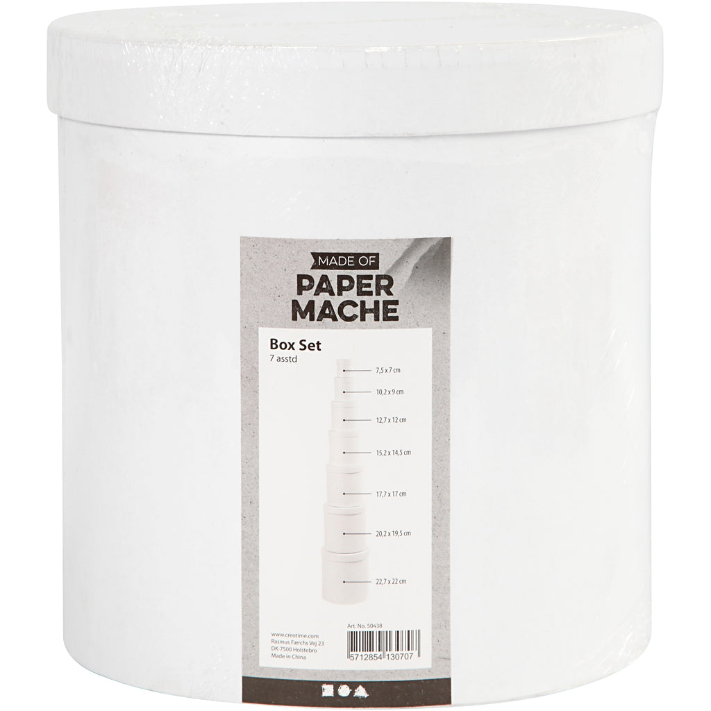 Creativ company boîtes rondes blanches, 7 pcs.