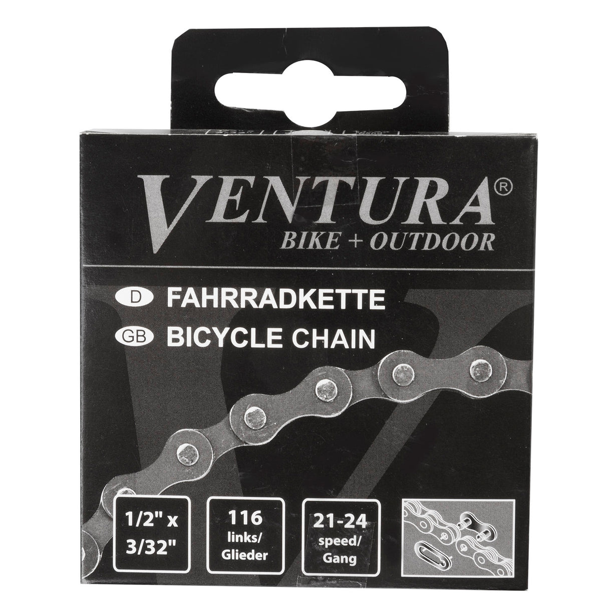 Ventura Halskette 8 Geschwindigkeit, 1 2x3 32 116L Graubraun (Hanging Pack)