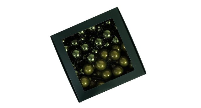 W b. 72 glassballs wire pine opal 30 mm