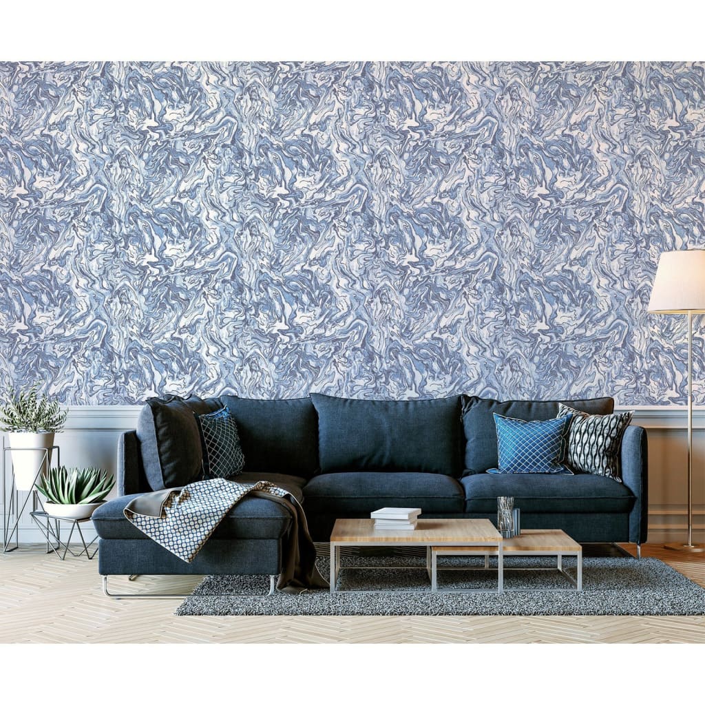 Dutch Wallcoverings Dutch Wallcoverings Wallpaper Liquid Marble Blauw