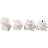 Tirelire animaux Creativ company, h: 7-10 cm, blanc, 4 pièces 1 boîte
