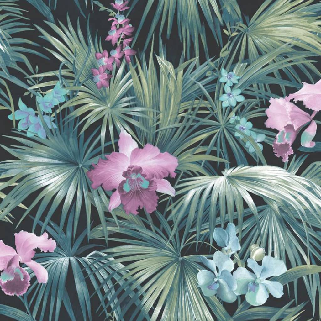 Papier peint mural nord fleurs tropicales vertes