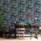 Papier peint mural nord fleurs tropicales vertes