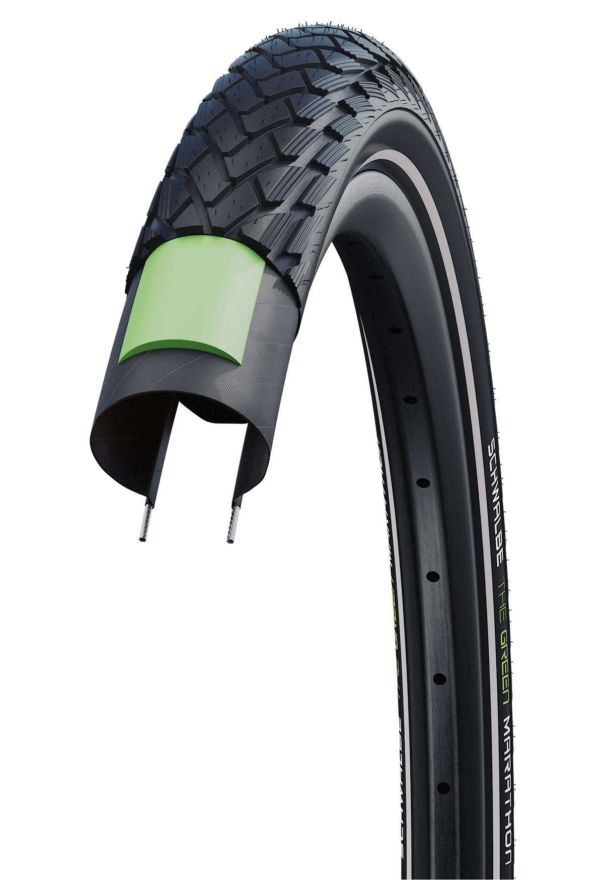 Schwalbe Tire Green Marathon GreenGuard 28 x 2,00 50-622mm sort med refleksion