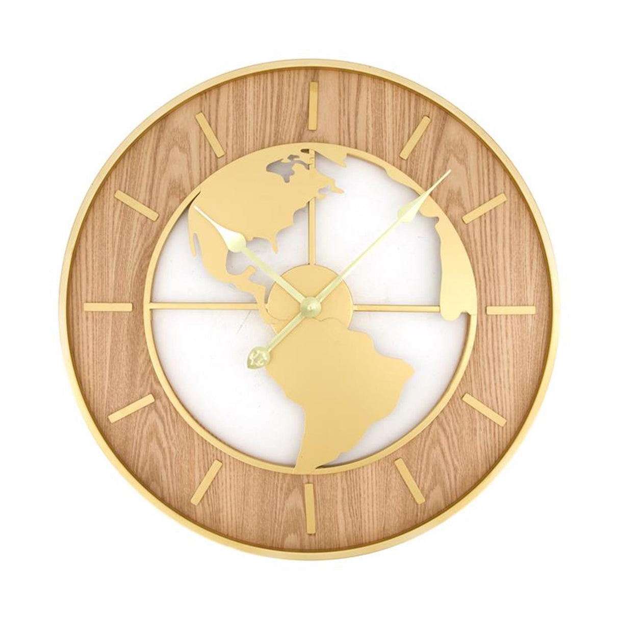 Horloge collections naturelles métal-bois ø60cm carte du monde