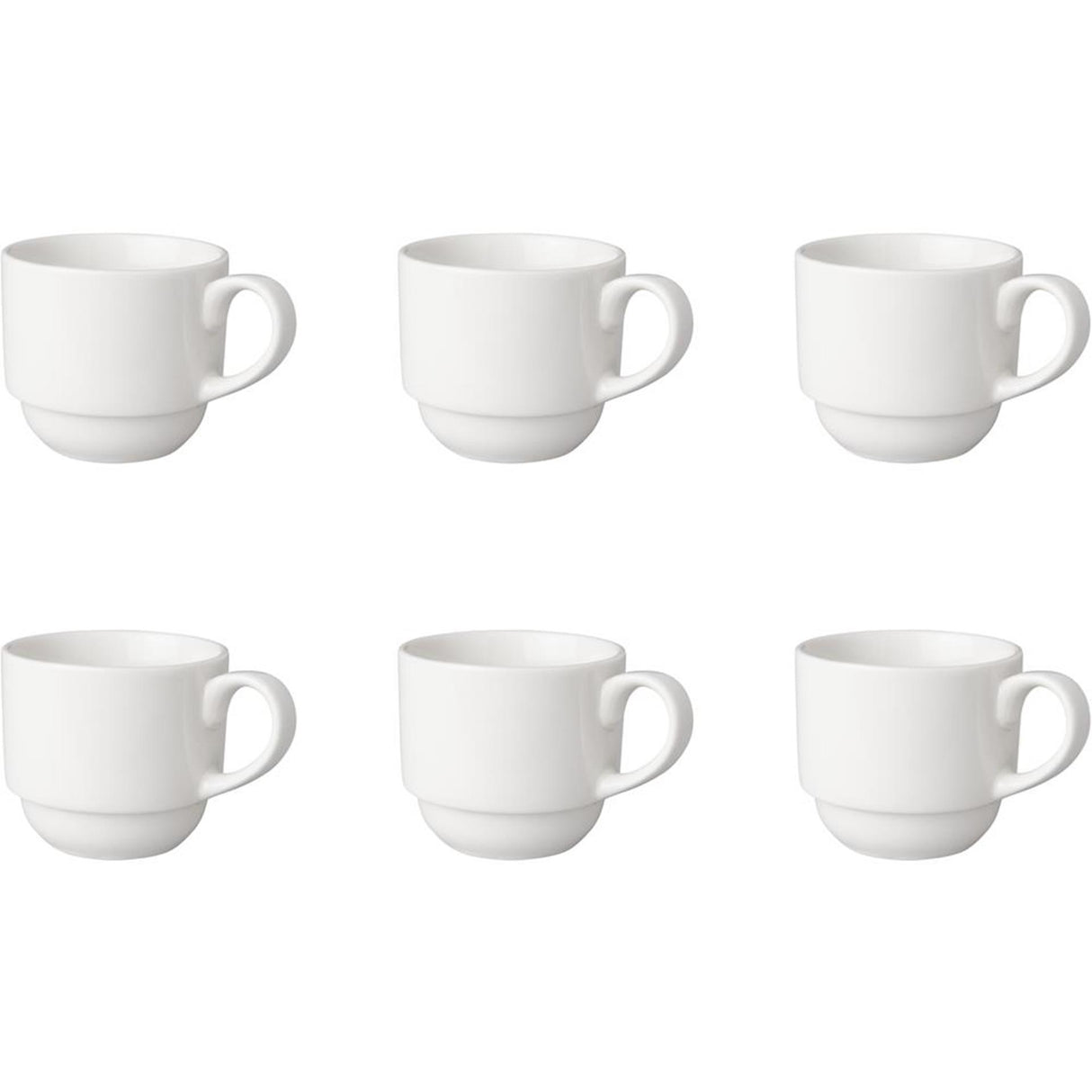 Mammoet koffiekop breed 200ml porselein wit (set van 6) dia7,5x7cm