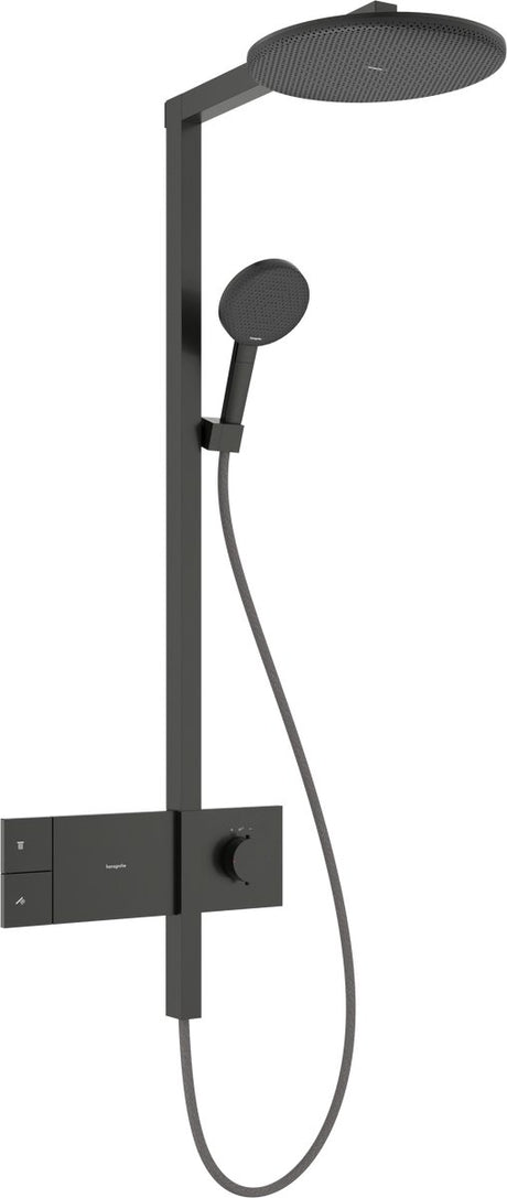 Hansgrohe Raindance Alive s Puro - Showerpipe - Bouton de sélection - Taille 300 mm - 1 fonction jet - Chrome noir brossé - avec thermostat