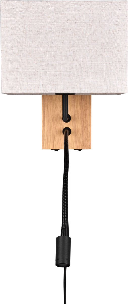 Applique Trio nilam avec liseuse - bois naturel - abat-jour écru