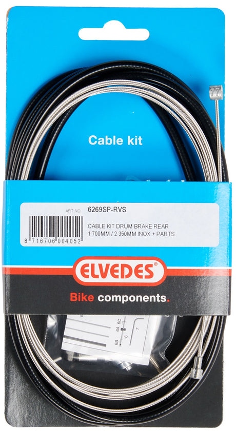 Elvedes cable set drum brake 1.70m 2.35m stainless steel black