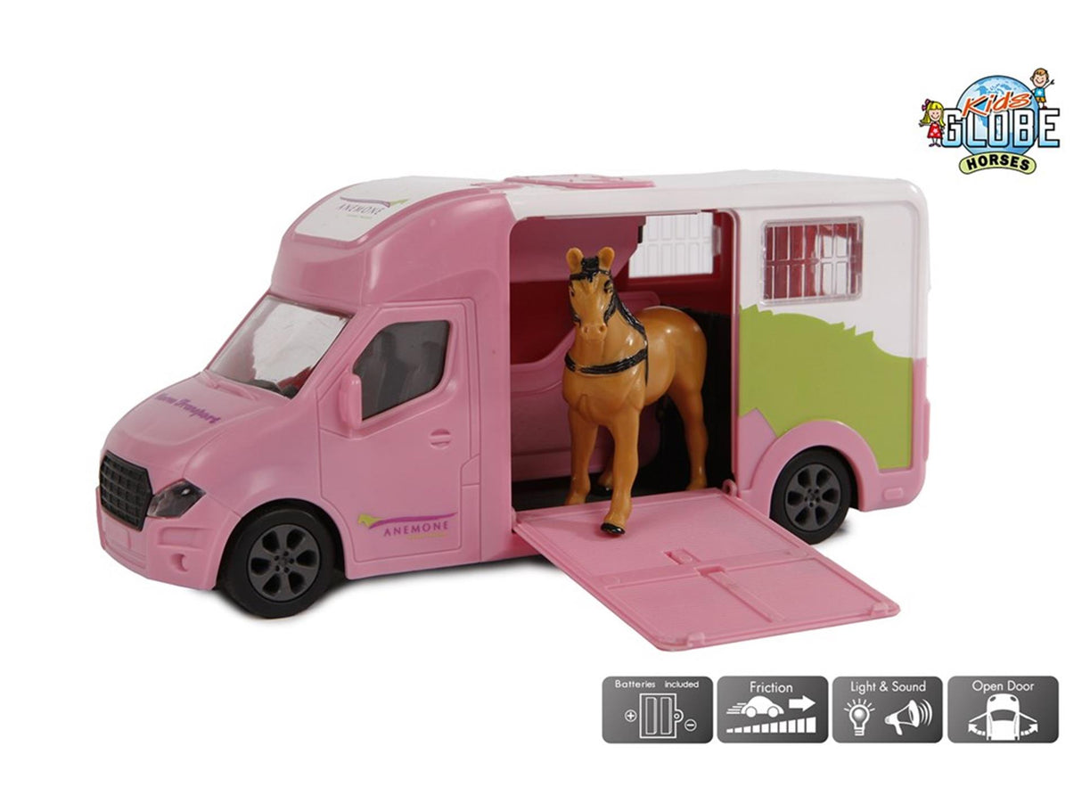 Globe enfant anémone cheval camion moulé sous pression son clair rose 20cm