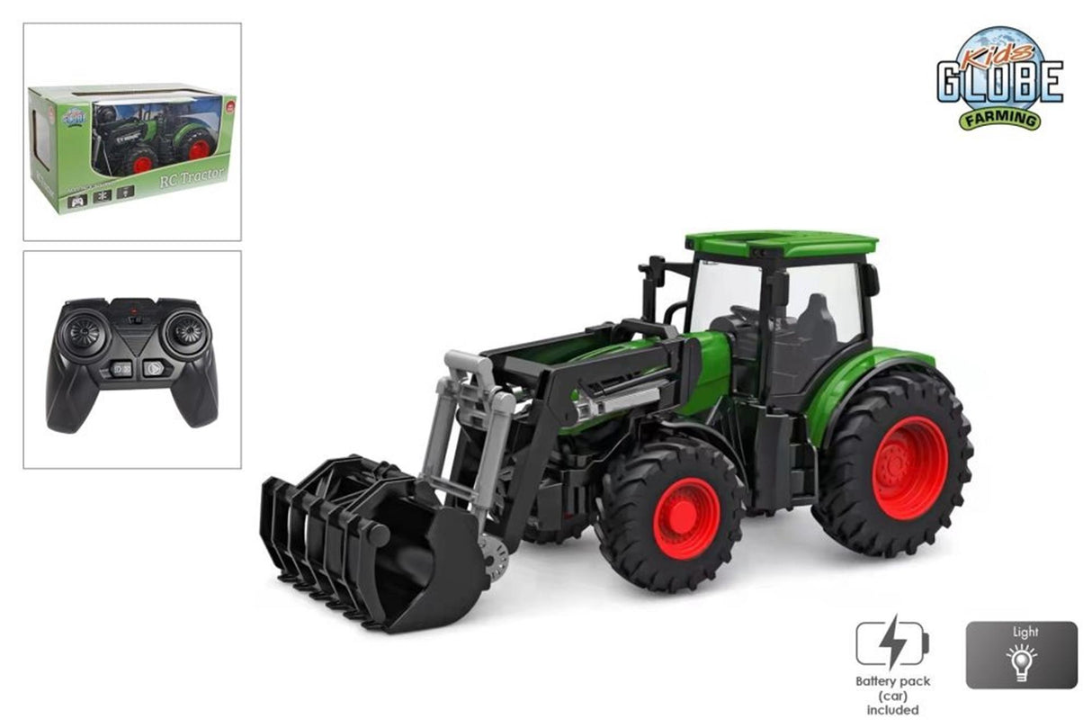 Tracteur Kids Globe RC avec chargeur frontal - vert