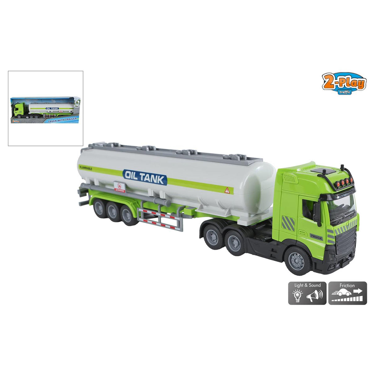 Camion 2 jeux avec lumière et son de friction de remorque-citerne