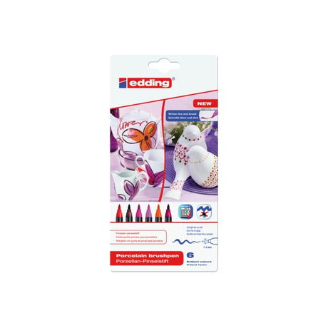 Marqueurs en porcelaine Quantore, stylo pinceau, couleurs chaudes, lot de 6.