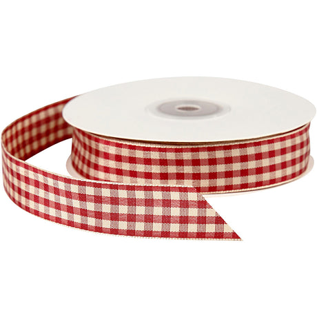 Société créative https : www.cchobby.nl checkered-ribbon-w-20-mm-antique-red-white-25-m-1-roll