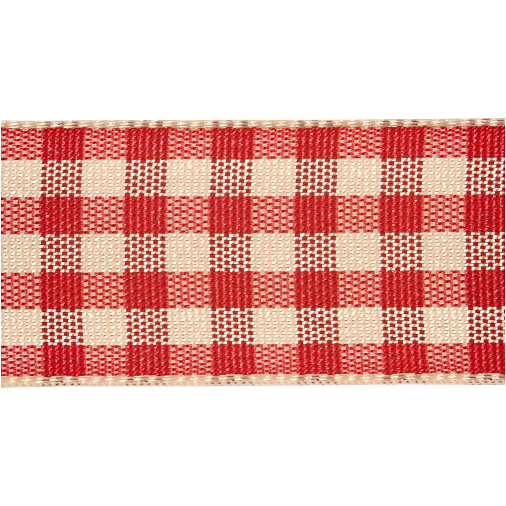 Creativ Company Checkered Ribbon Antique Red White, 25m