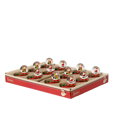 Decoris schudbol trein rood 7,8x4,5x8,8cm glas 2assorti