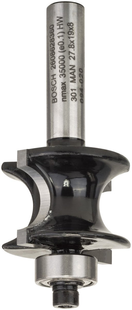 Bosch - fraises à profil semi-creux 8 mm, r1 6 mm, l 19 mm, g 63 mm