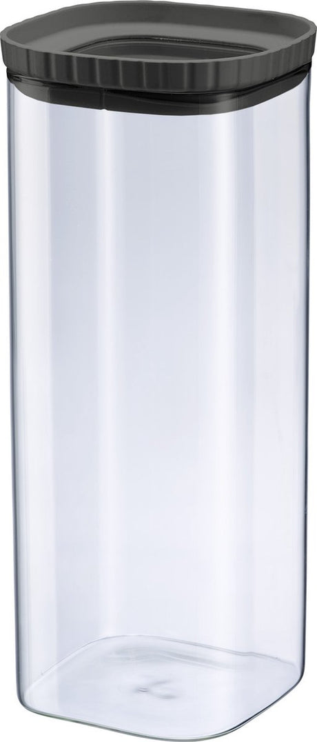 Pot en verre Westmark avec couvercle en silicone - pot de conservation pratique avec couvercle, idéal pour conserver les pâtes, les épices, le thé, les friandises et bien plus encore, carré, empilable - 2 230 ml