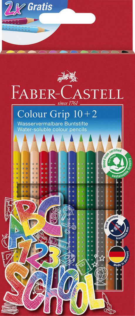 Crayons de couleur Faber-castell - avec grip - set 10+2 pièces - fc-201585