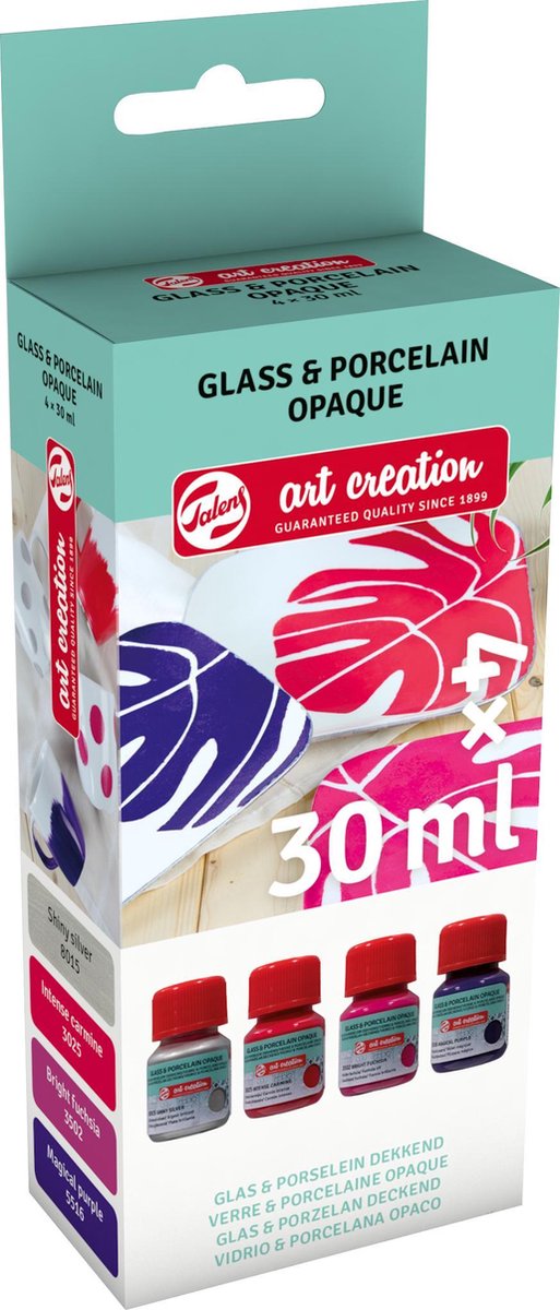 Talens art creat.verre porcelaine opaque 4 x30ml rose argent