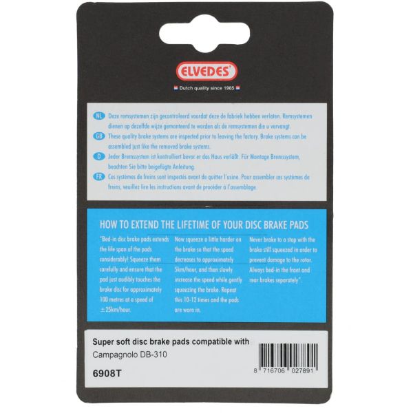 Elvedes cable systems bv jeu de plaquettes de frein à disque elvedes pour campagnolo - gris (1 paire)