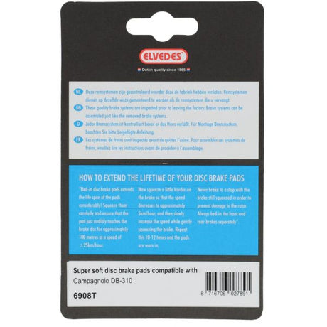 Elvedes cable systems bv jeu de plaquettes de frein à disque elvedes pour campagnolo - gris (1 paire)