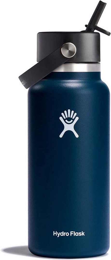 Gourde Hydro Flask à large ouverture avec bouchon en paille flexible (946 ml) - indigo