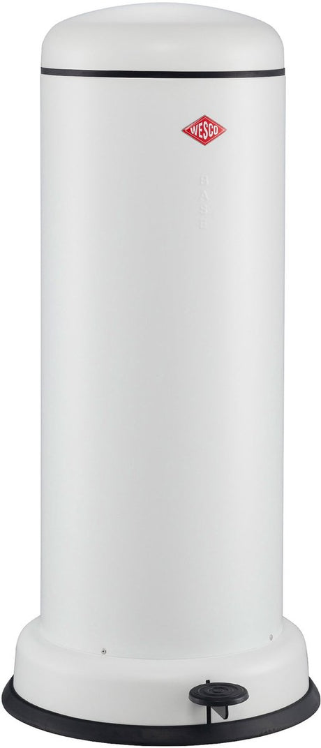 Wesco grande poubelle baseboy avec fermeture en douceur | 30 litres | métal - blanc mat | poubelle à pédale