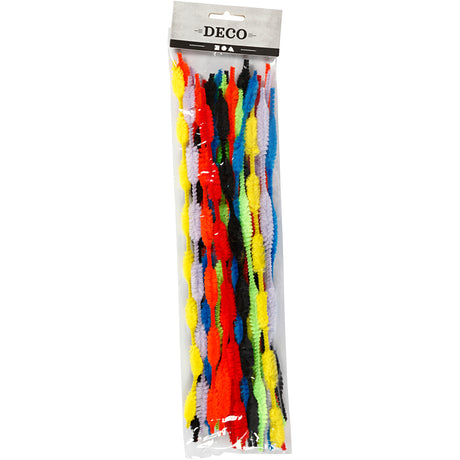 Creativ company chenille, ondulé, L: 30 cm, épaisseur 5-12 mm, différentes couleurs, 28 div 1 boîte