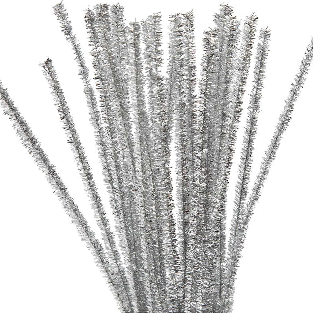 Société créative https : www.ccobby.nl chenille-l-30-cm-thickness-6-mm-glitter-silver-24-piece-1-box