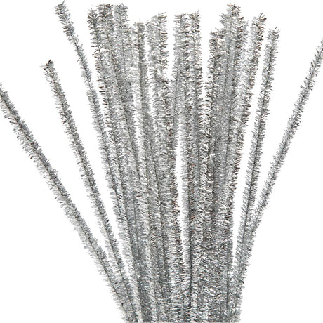 Société créative https : www.ccobby.nl chenille-l-30-cm-thickness-6-mm-glitter-silver-24-piece-1-box