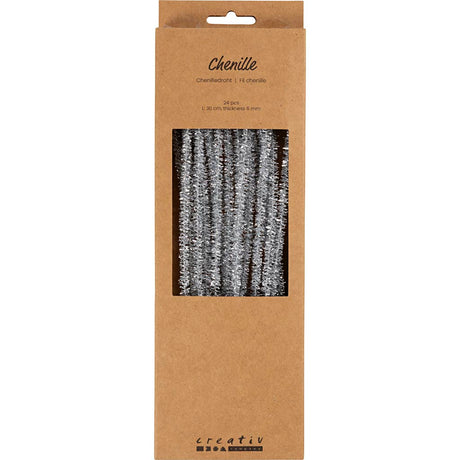 Société créative https : www.ccobby.nl chenille-l-30-cm-thickness-6-mm-glitter-silver-24-piece-1-box