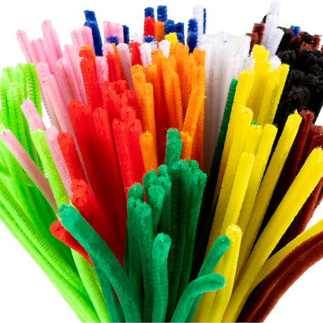 Creativ company chenille, l: 30 cm, épaisseur 6 mm, différentes couleurs, 200 div 1 boîte