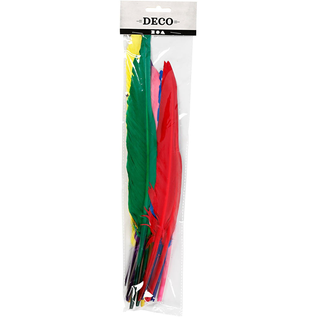 Plumes Creativ company, l: 27 cm, différentes couleurs, 12 pièces 1 boîte
