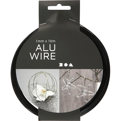 Fil alu Creativ company, rond, épaisseur 1 mm, noir, 16 m 1 rouleau