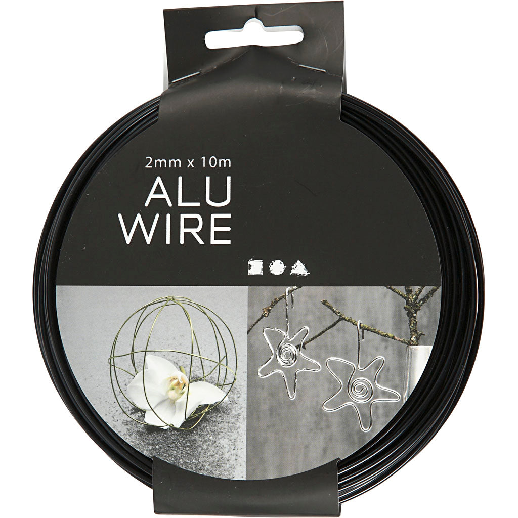 Société créative https : www.ccobby.nl alu-wire-round-thickness-2-mm-black-10-m-1-roll