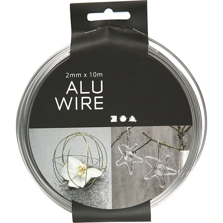 Fil alu Creativ company, rond, épaisseur 2 mm, argent, 10 m 1 rouleau