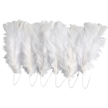 Plumes Creativ company, l: 11-17 cm, blanches, 18 boules 1 boîte