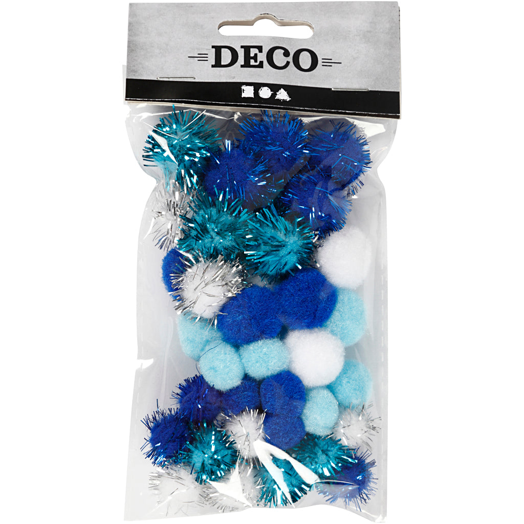 Pompons Creativ company, d 15+20 mm, différentes couleurs, 48 div 1 boîte