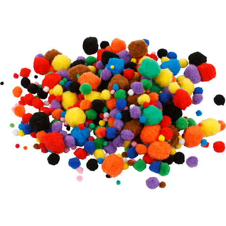 Pompons de l'entreprise Creativ, d 5-40 mm, env. 150 pièces, différentes couleurs, 42 g 1 boîte