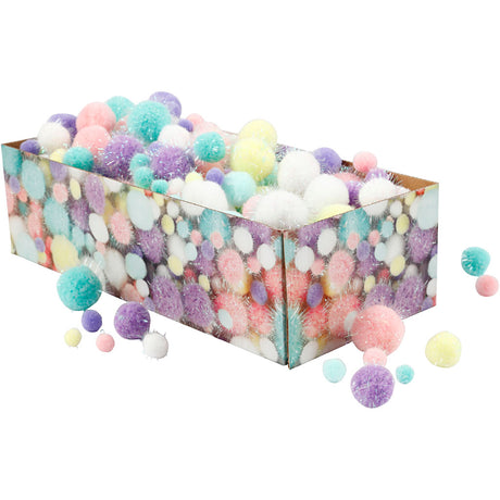 Pompons de la société Creativ couleurs pastel, 400gr.