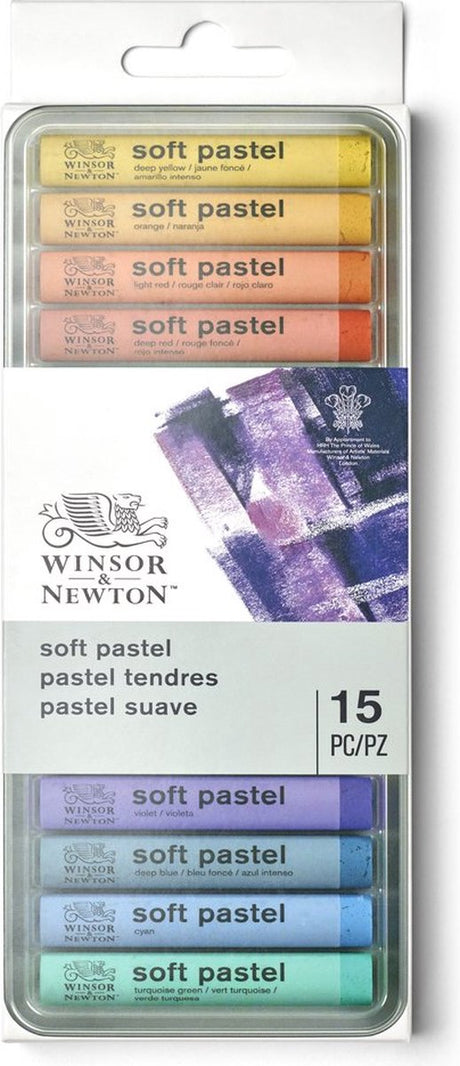 Winsor Newton 1790001 Boîte de pastels tendres – 15 pièces, craie pastel pour dessin et peinture, hautement pigmentée, résistante à la lumière