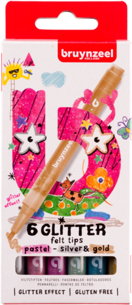 Bruynzeel feutres à paillettes pastel 6 pièces | 3 pièces