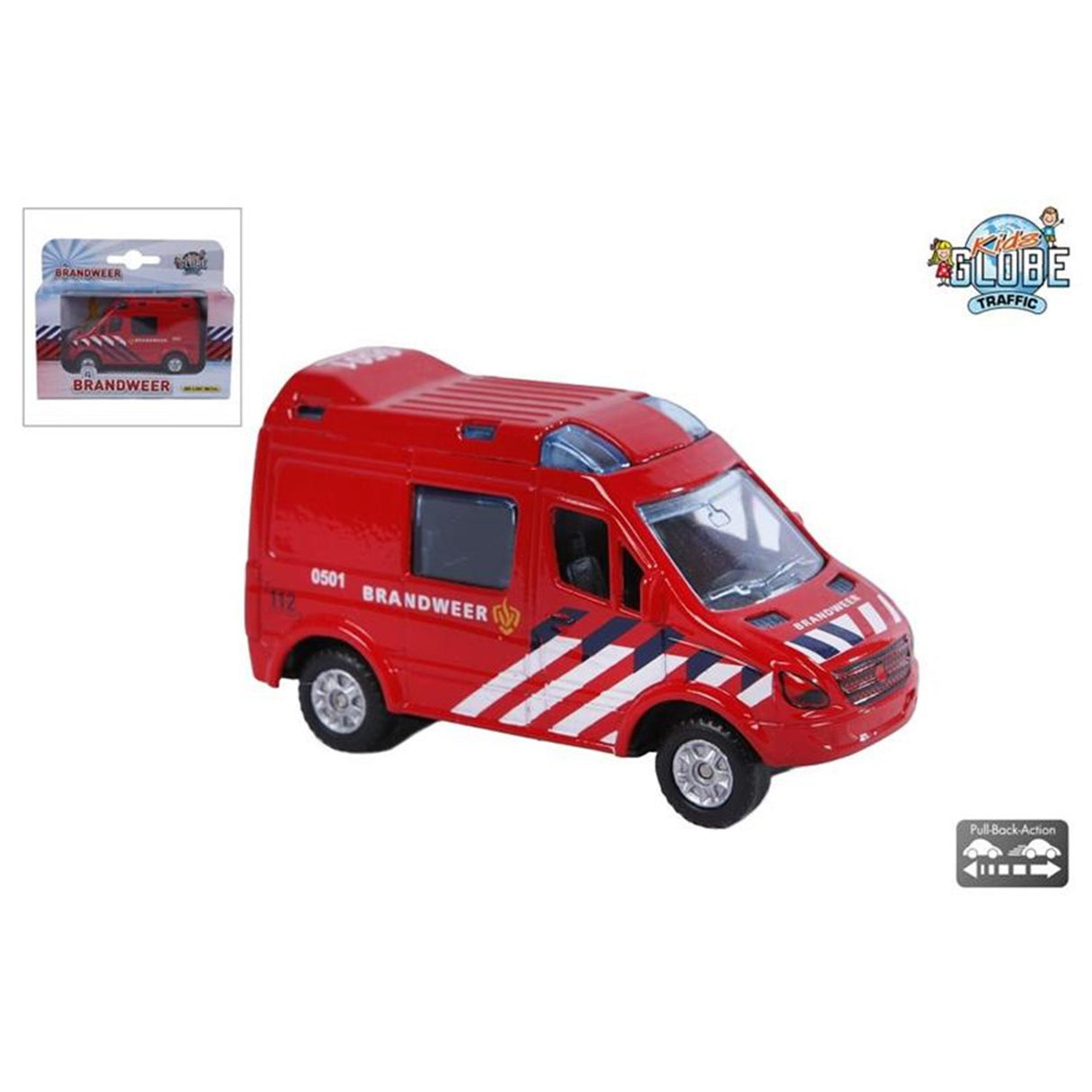 Globe terrestre pour enfants pompiers nl die cast pullback-action 8cm