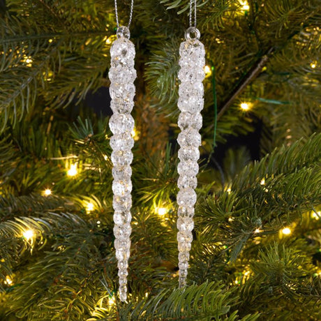 Decoris Pendentif de Noël glaçon paillettes 14cm 2 pcs.