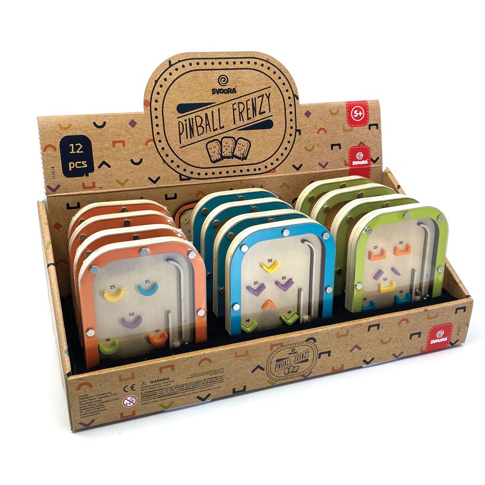 Dsp. houten flipperkast 3 ass. 12 stuks.
