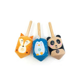 Dsp. houten tol panda, vos en pinguin. 2