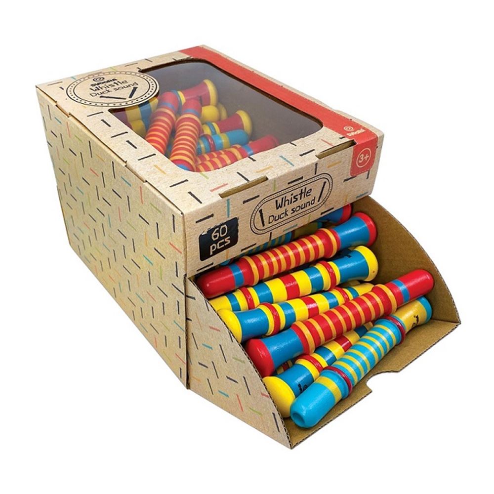 Houten fluitjes classic. 4 assortie. 3+