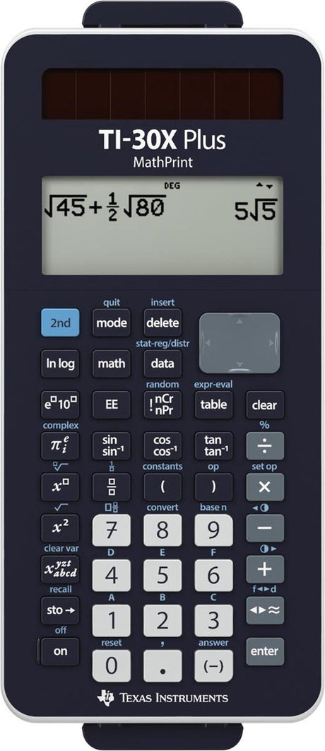 Texas instruments ti-30x plus calculatrice scolaire mathprint alimentée par batterie, alimentée à l'énergie solaire noir nombre de positions d'affichage : 16