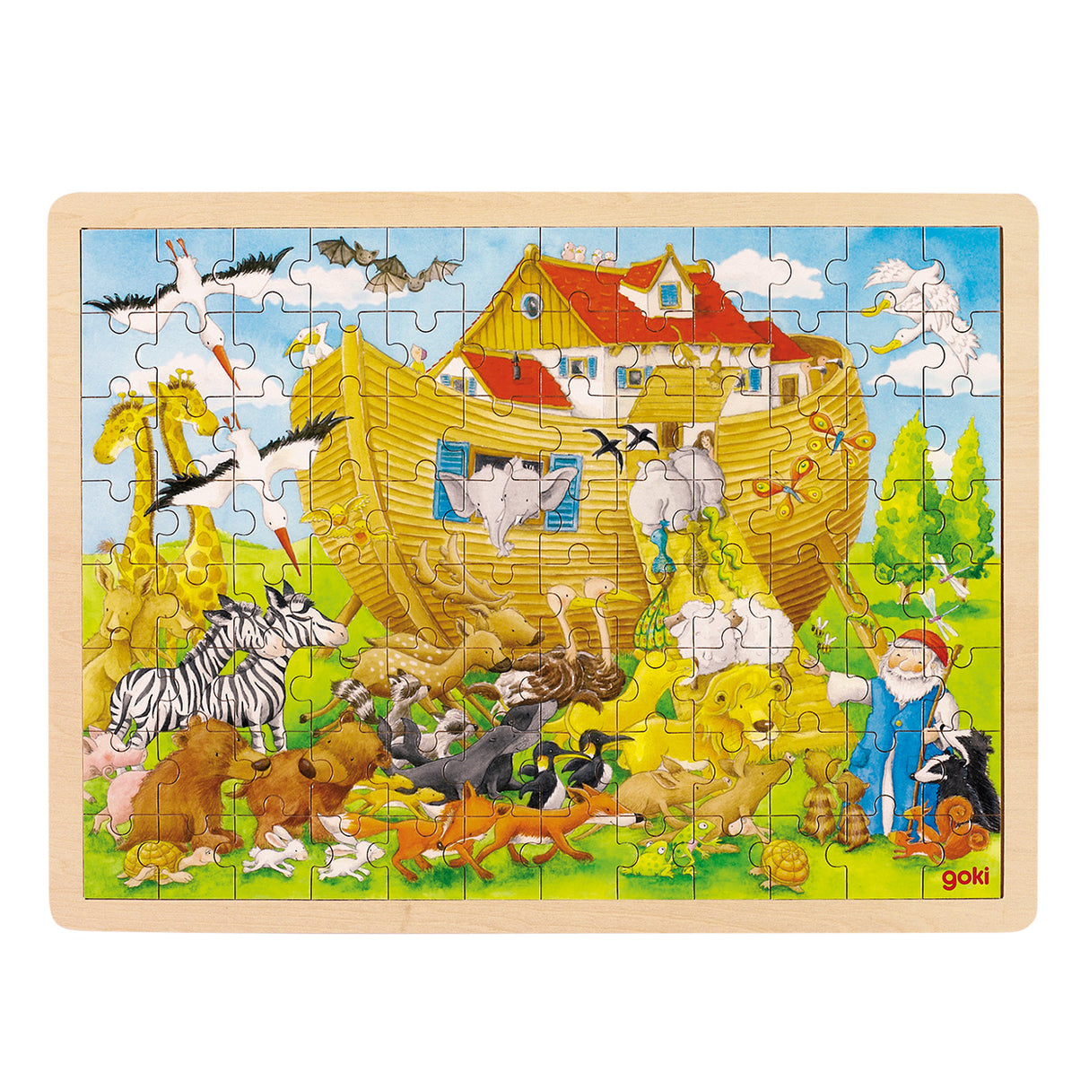 Goki houten puzzel ark van noach, 96st.